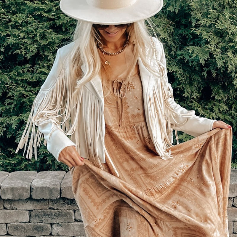 Mirla | Mode Syntetiskt Mocka Fransenjacka-Eva Jonsson