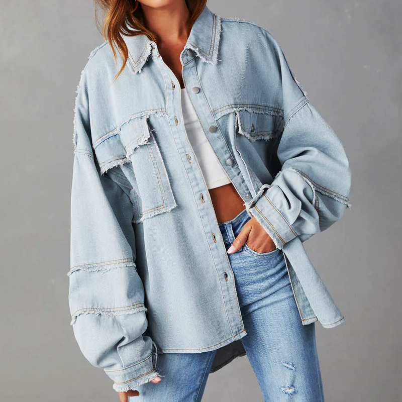 Mirla | Mode Viberande Denimjacka för Kvinnor-Eva Jonsson