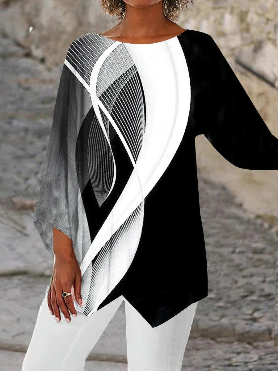 Mirla | Modern Geometrisk Långärmad Tunika-Eva Jonsson
