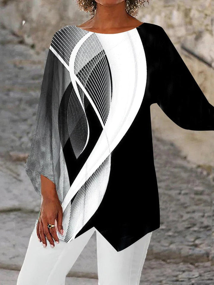 Mirla | Modern Geometrisk Långärmad Tunika-Eva Jonsson