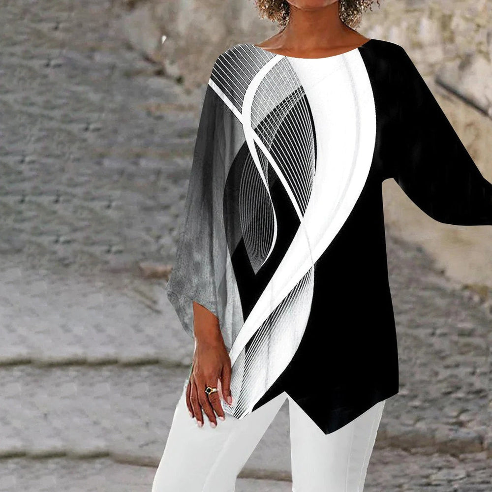 Mirla | Modern Geometrisk Tunika med Långa Ärmar-Eva Jonsson