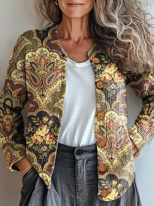 Mirla | Mönstrad Jacka med Vintage-Prägling-Eva Jonsson