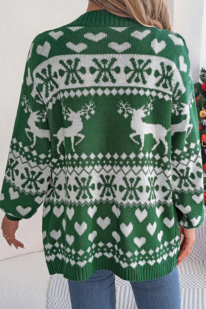Mirla | Mörkgrön Jul Långärmad Cardigan-Eva Jonsson