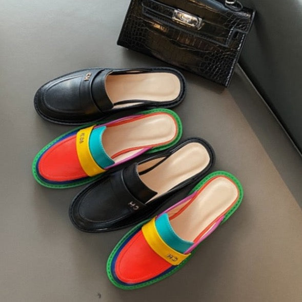 Mirla | Multi Color Block Äkta Läder Loafers-Eva Jonsson