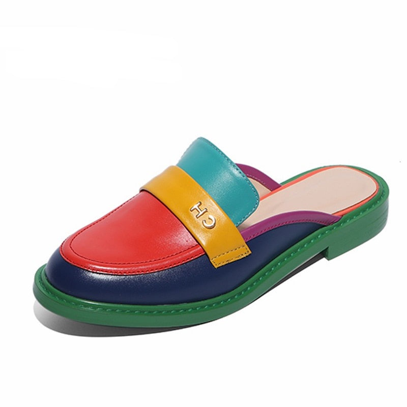 Mirla | Multi Color Block Äkta Läder Loafers-Eva Jonsson