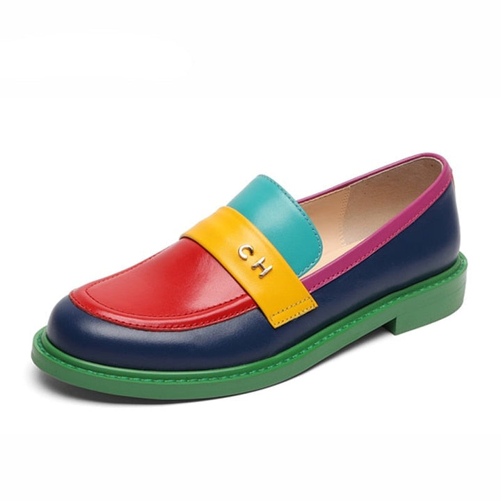 Mirla | Multi Color Block Äkta Läder Loafers-Eva Jonsson