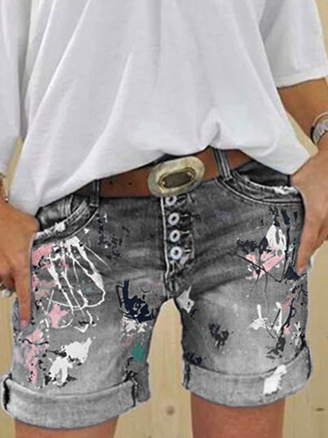 Mirla | Multi Knapp-Druck Denimshorts-Eva Jonsson