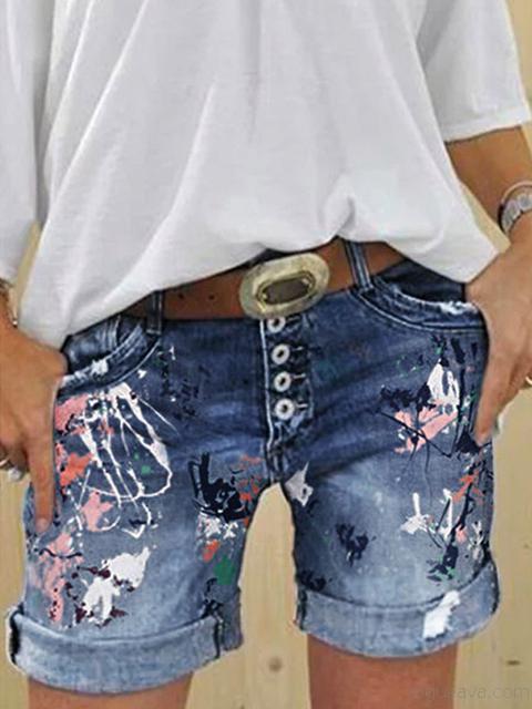 Mirla | Multi Knapp-Druck Denimshorts-Eva Jonsson