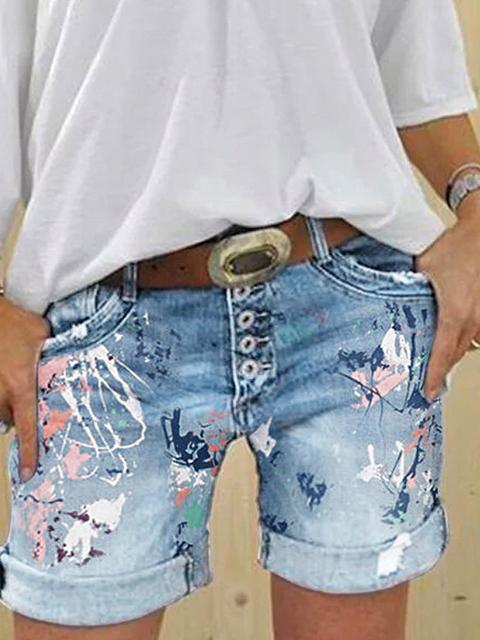 Mirla | Multi Knapp-Druck Denimshorts-Eva Jonsson