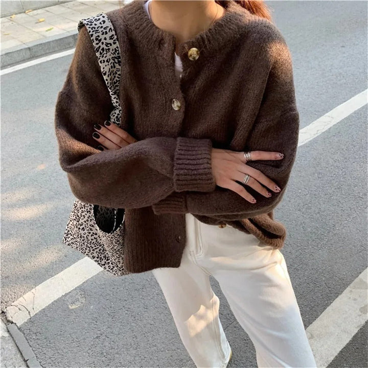 Mirla | Mysig Lätt Stickad Cardigan Tröja-Eva Jonsson