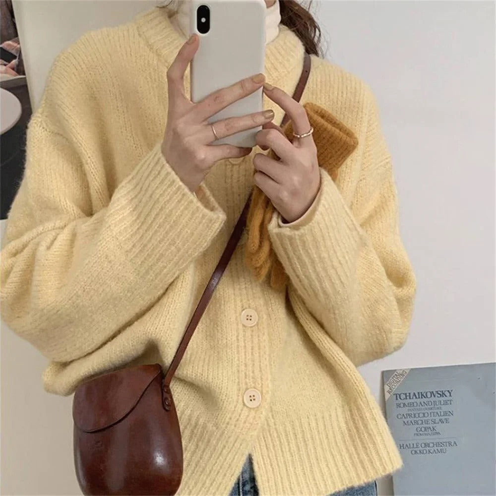 Mirla | Mysig Lätt Stickad Cardigan Tröja-Eva Jonsson
