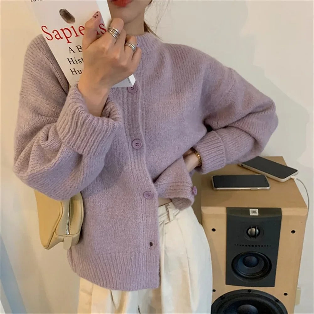 Mirla | Mysig Lätt Stickad Cardigan Tröja-Eva Jonsson