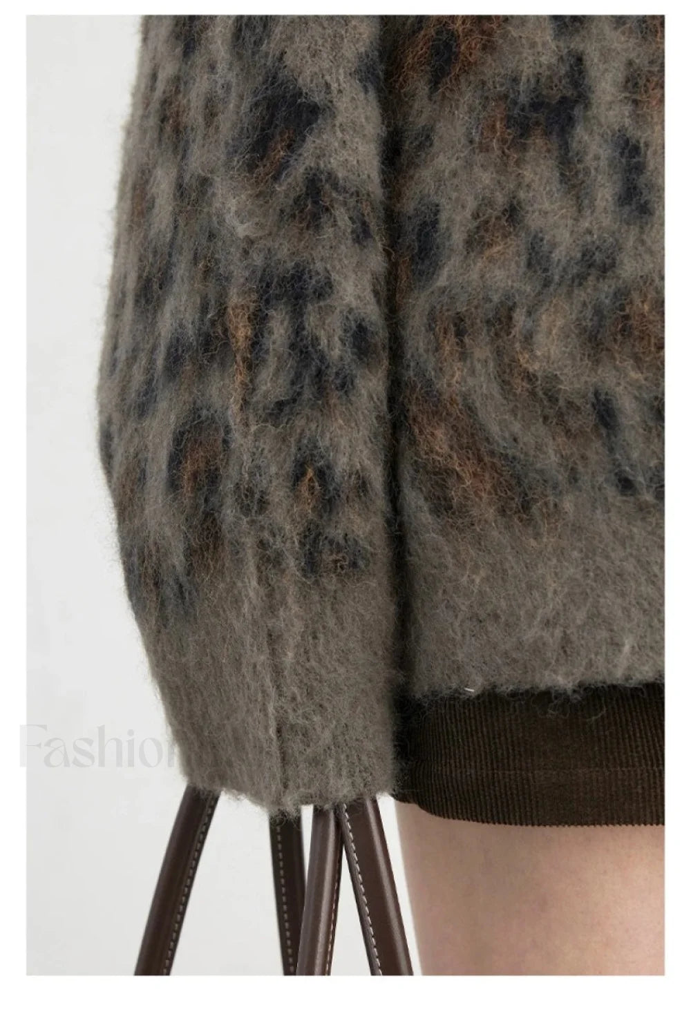 Mirla | Mysig Leopardmönstrad Enfärgad Cardigan-Eva Jonsson