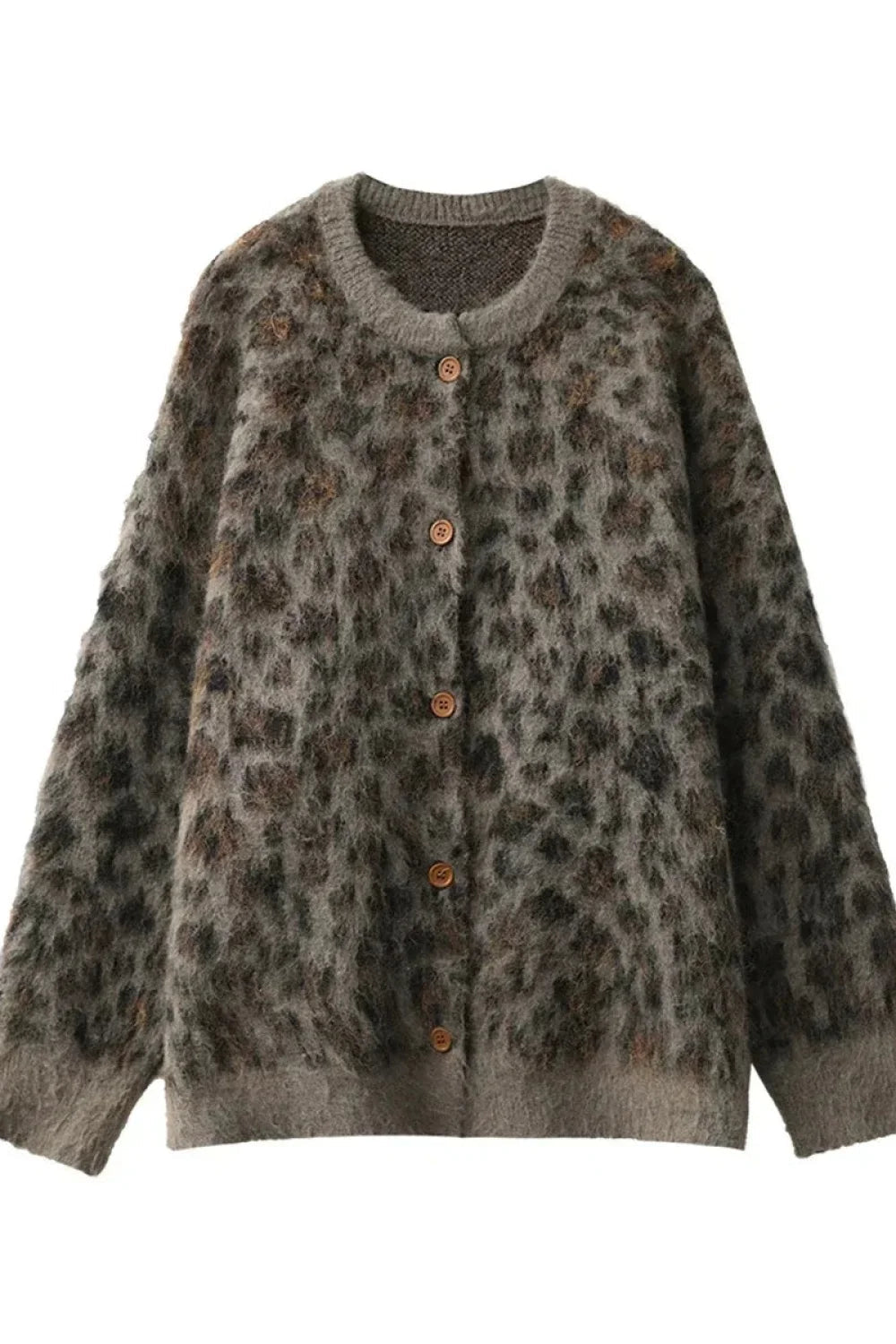 Mirla | Mysig Leopardmönstrad Enfärgad Cardigan-Eva Jonsson