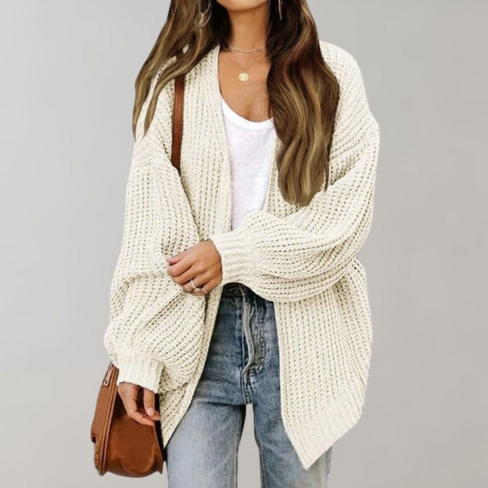 Mirla | Mysig Öppen Cardigan med Biskopsärmar-Eva Jonsson