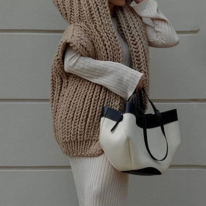Mirla | Mysig Oversized Stickad Hoodie-Tröja-Eva Jonsson