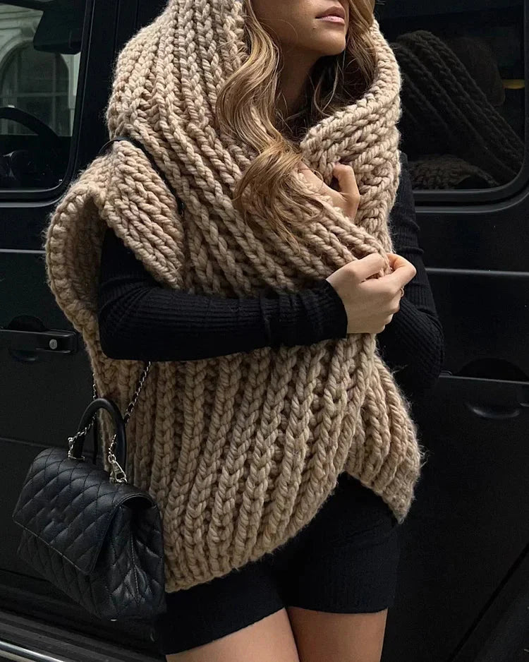 Mirla | Mysig Oversized Stickad Hoodie-Tröja-Eva Jonsson