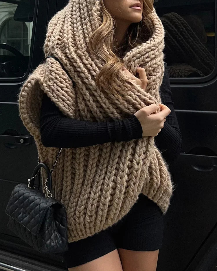Mirla | Mysig Oversized Stickad Hoodie-Tröja-Eva Jonsson