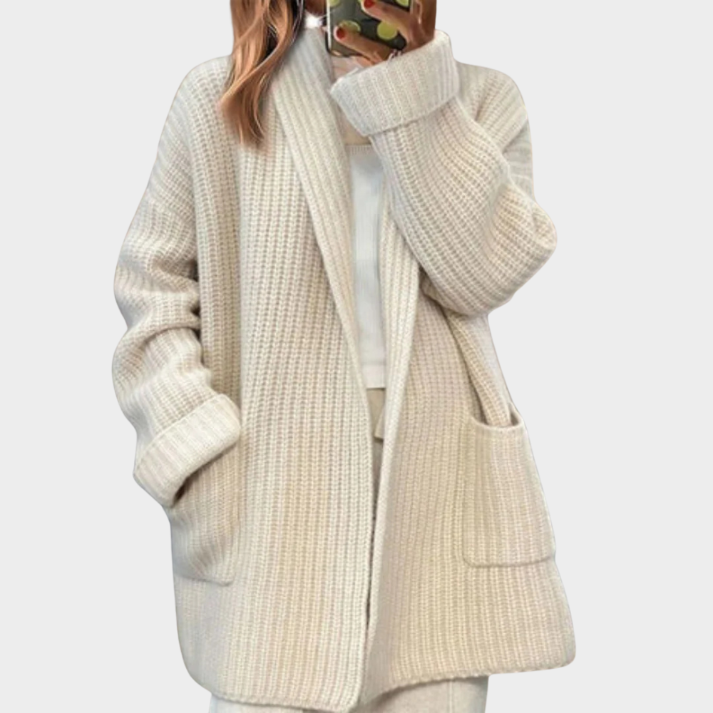 Mirla | Mysig Stickad Ullcardigan Tröja-Eva Jonsson