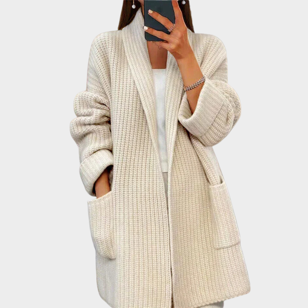 Mirla | Mysig Stickad Ullcardigan Tröja-Eva Jonsson