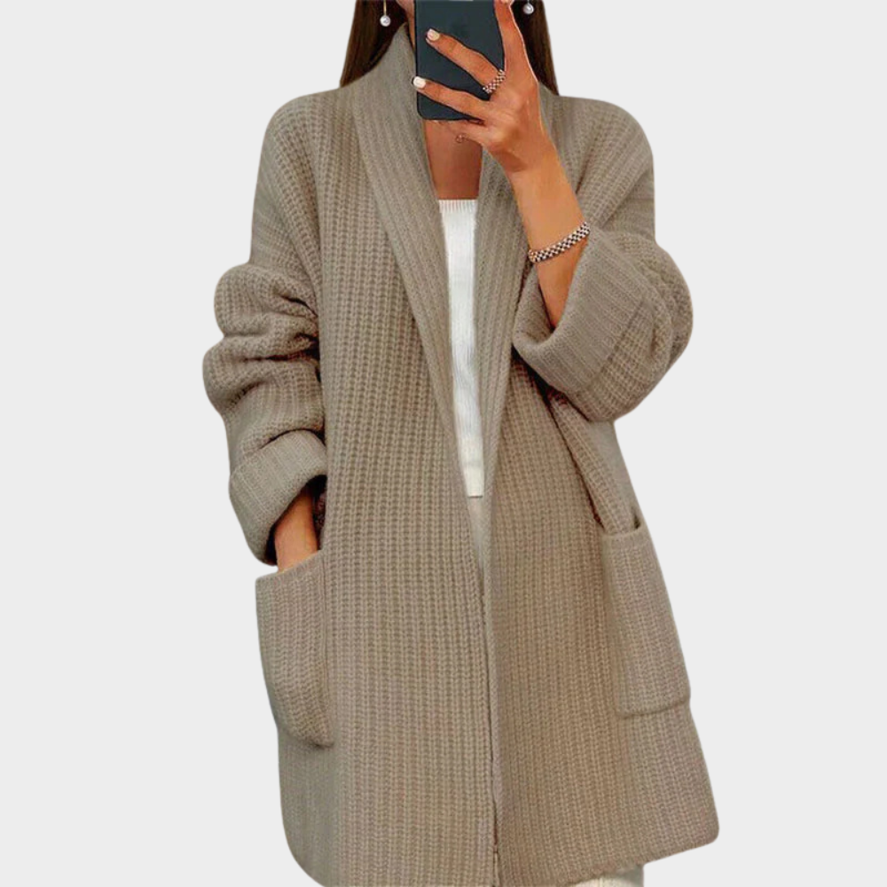 Mirla | Mysig Stickad Ullcardigan Tröja-Eva Jonsson