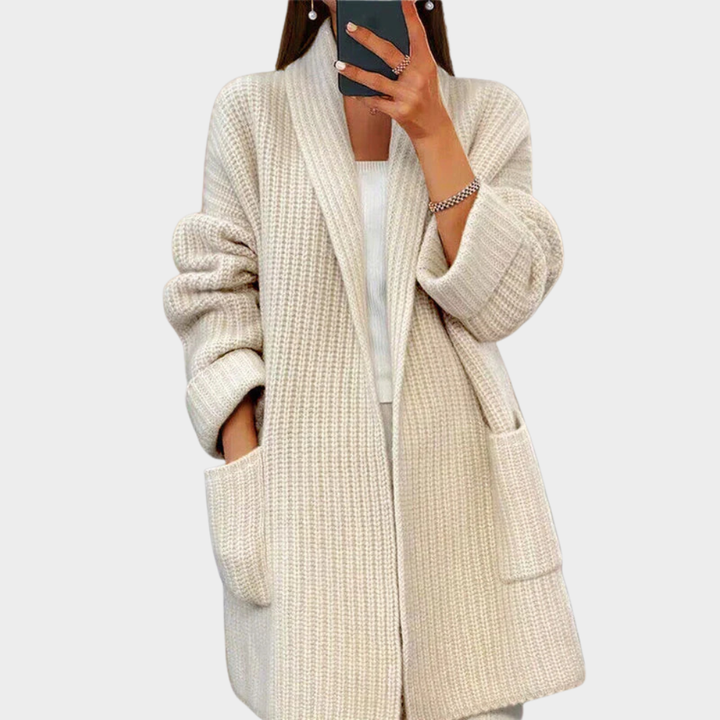 Mirla | Mysig Stickad Ullcardigan Tröja-Eva Jonsson