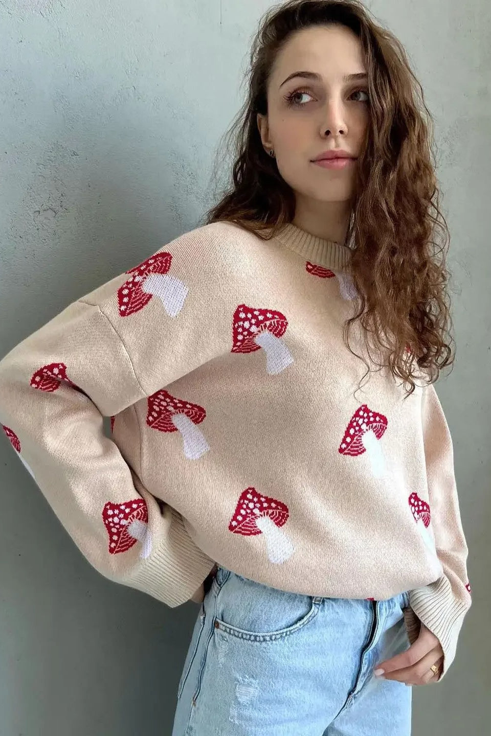 Mirla | Mysig Svamp Jacquard Stickad Tröja-Eva Jonsson