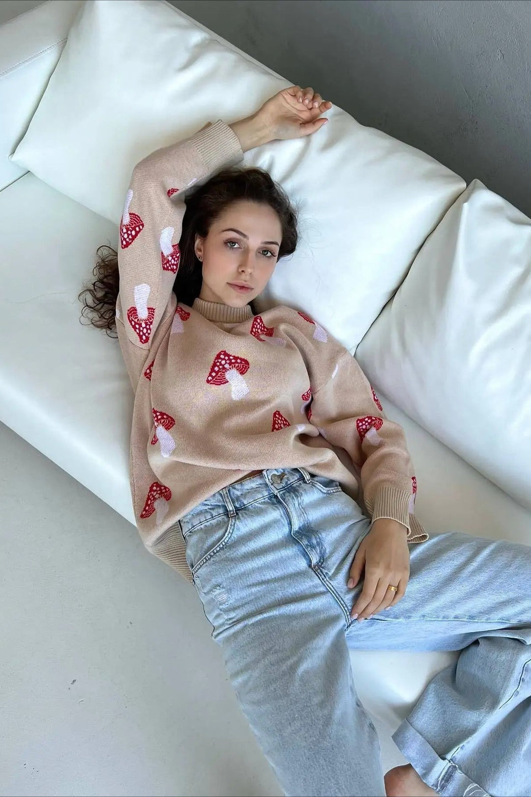 Mirla | Mysig Svamp Jacquard Stickad Tröja-Eva Jonsson