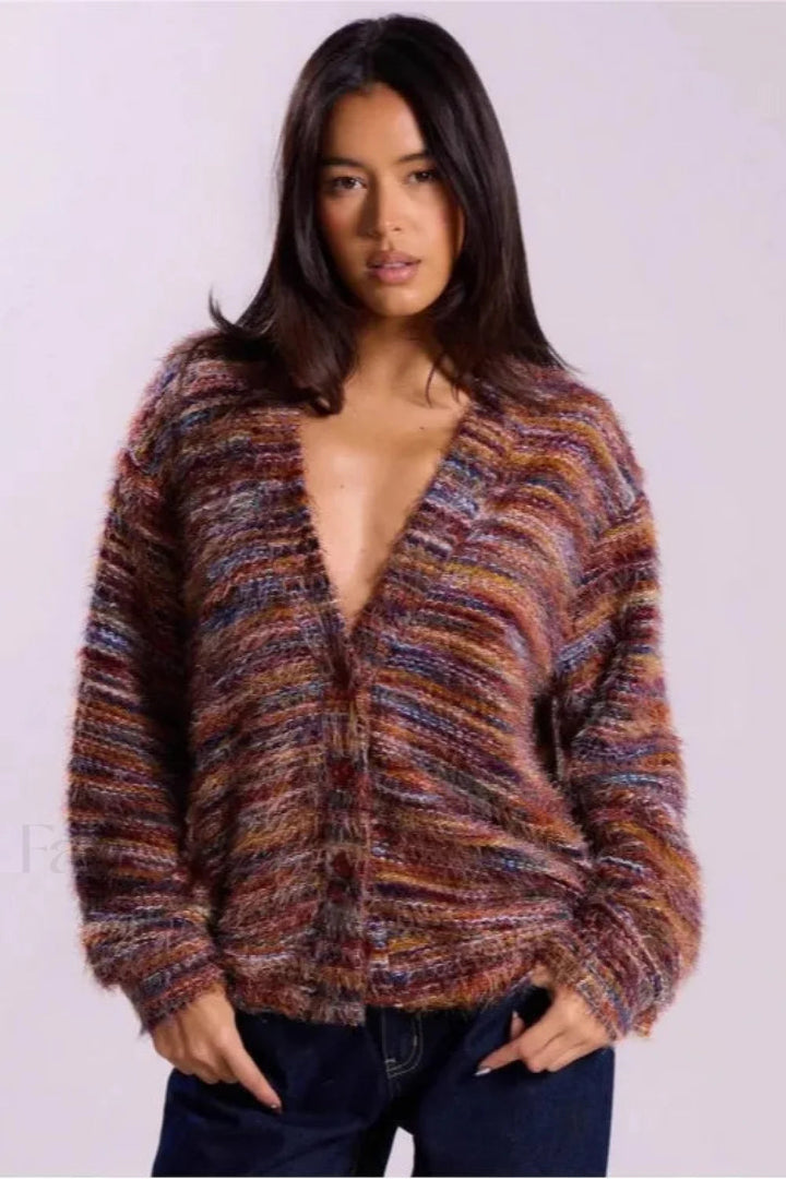 Mirla | Mysig Vintage Randig Cardigan med V-Ringning-Eva Jonsson