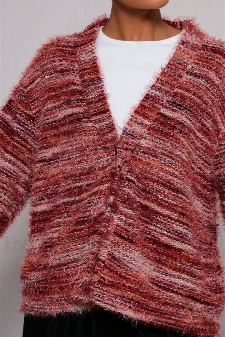 Mirla | Mysig Vintage Randig Cardigan med V-Ringning-Eva Jonsson