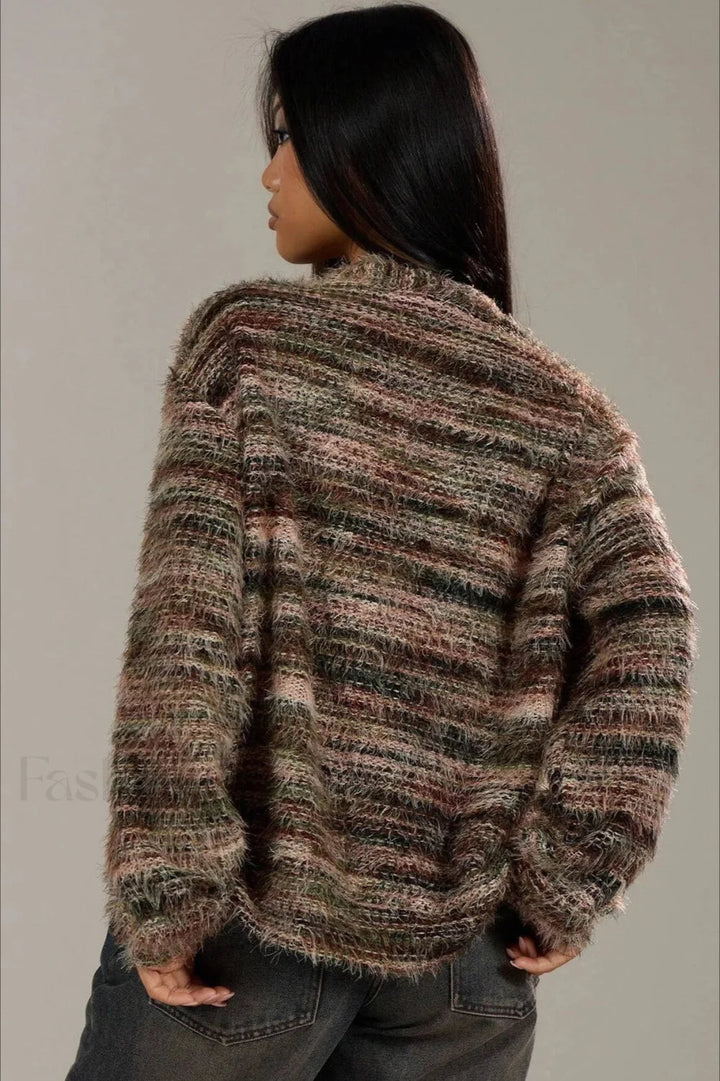 Mirla | Mysig Vintage Randig Cardigan med V-Ringning-Eva Jonsson