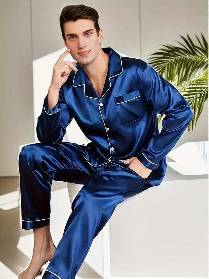 Mirla | Night Prestige Lyxiga Herrpyjamas | Elegant Nattkläder | Bekväm & Andningsbar | För Avkopplande Sömn-Eva Jonsson