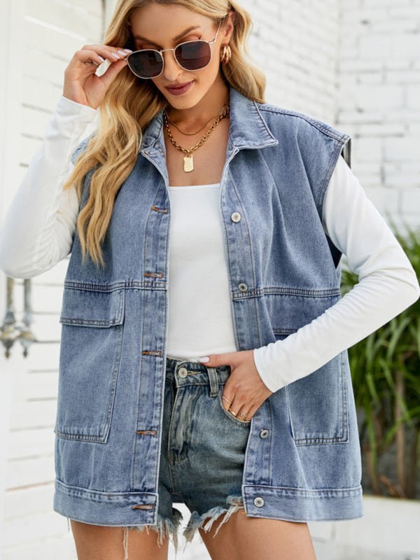Mirla | Ny Denim-Väst Sommarmode-Trend Denim Ärmlös Väst-Eva Jonsson