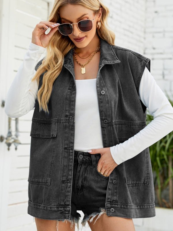 Mirla | Ny Denim-Väst Sommarmode-Trend Denim Ärmlös Väst-Eva Jonsson