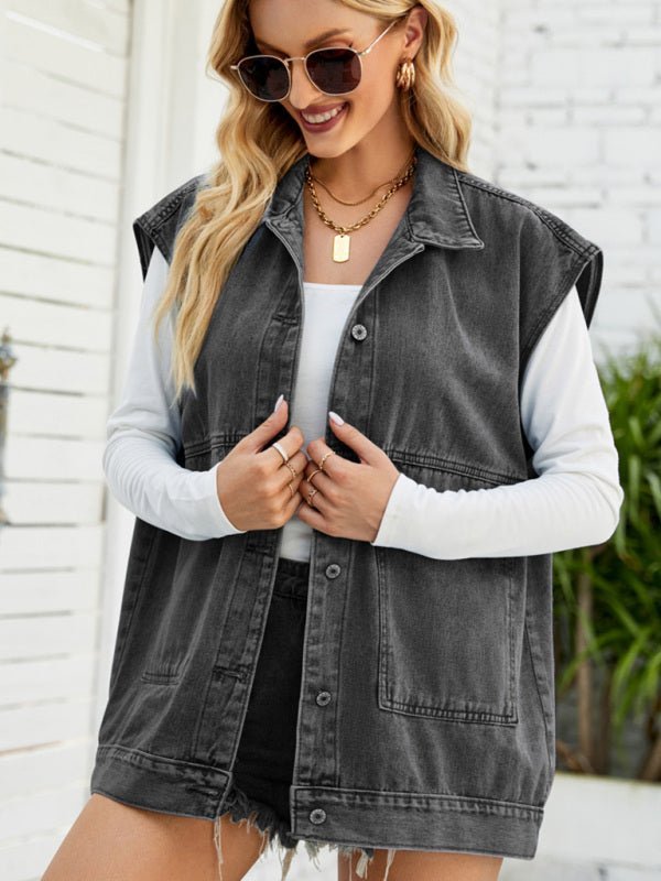 Mirla | Ny Denim-Väst Sommarmode-Trend Denim Ärmlös Väst-Eva Jonsson