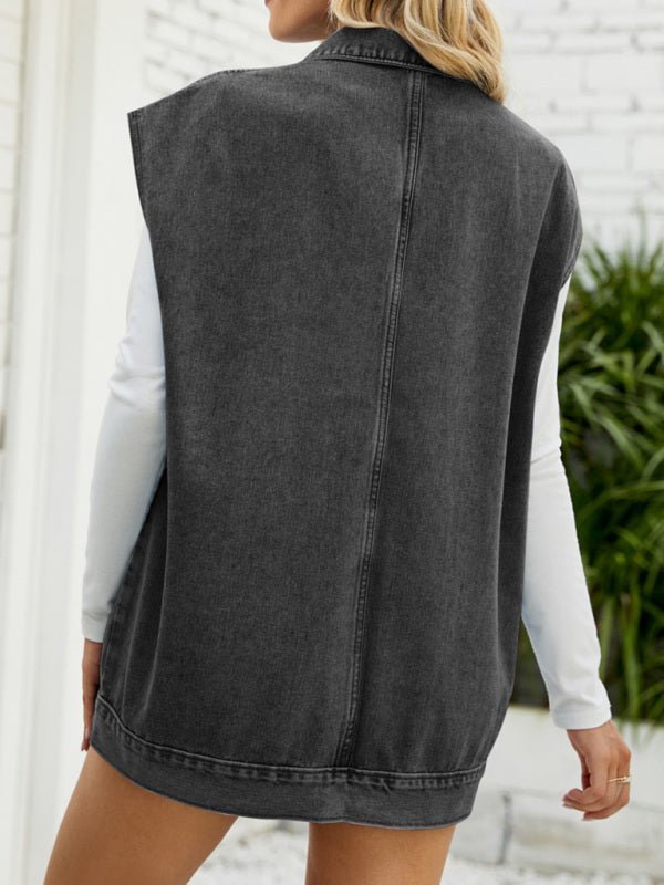 Mirla | Ny Denim-Väst Sommarmode-Trend Denim Ärmlös Väst-Eva Jonsson