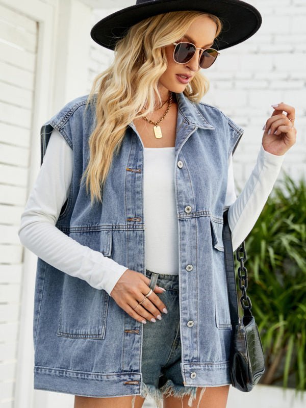 Mirla | Ny Denim-Väst Sommarmode-Trend Denim Ärmlös Väst-Eva Jonsson