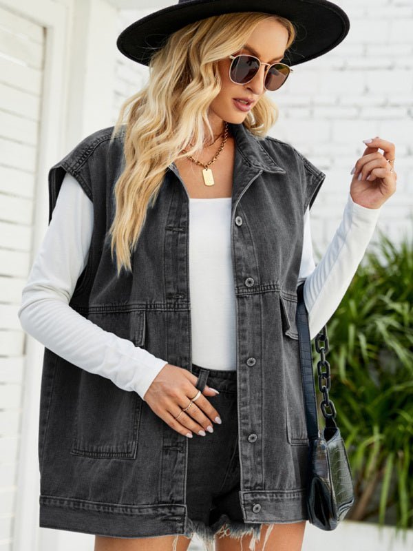 Mirla | Ny Denim-Väst Sommarmode-Trend Denim Ärmlös Väst-Eva Jonsson