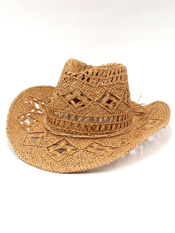 Mirla | Ny Hohl Cowboyhatt, Handstickad Stråhatt, Jazzhatt med Förhöjd Rand-Eva Jonsson