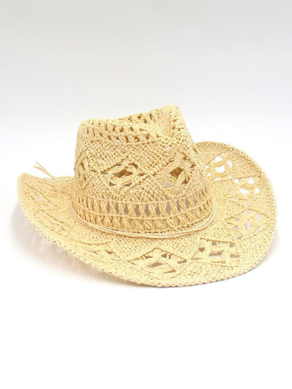 Mirla | Ny Hohl Cowboyhatt, Handstickad Stråhatt, Jazzhatt med Förhöjd Rand-Eva Jonsson