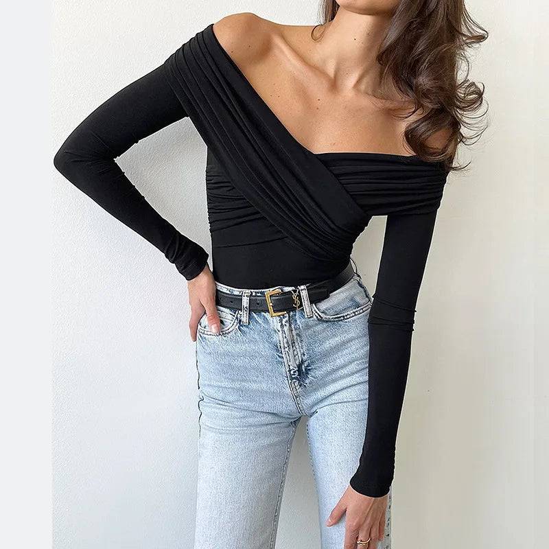 Mirla | Off-Shoulders Bodysuit Modern Elegant Plisserad Dam-Bodysuit-Eva Jonsson