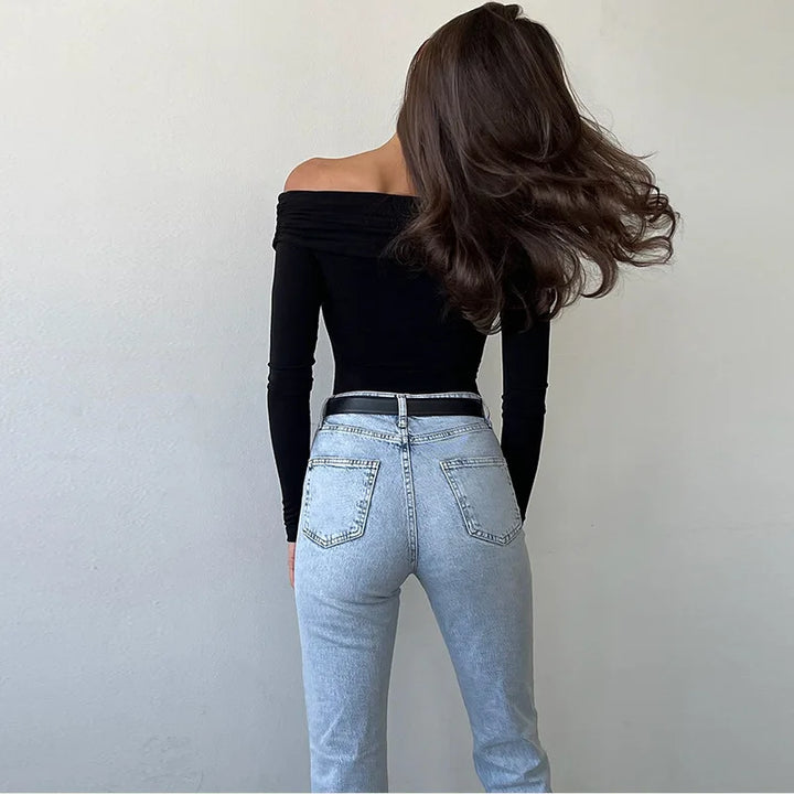 Mirla | Off-Shoulders Bodysuit Modern Elegant Plisserad Dam-Bodysuit-Eva Jonsson