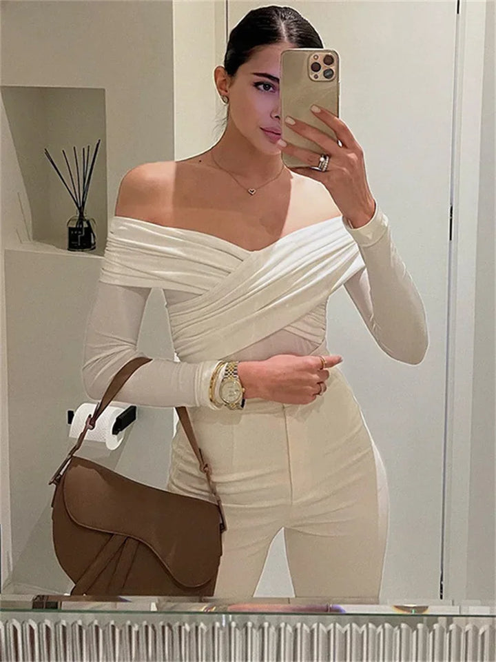 Mirla | Off-Shoulders Bodysuit Modern Elegant Plisserad Dam-Bodysuit-Eva Jonsson