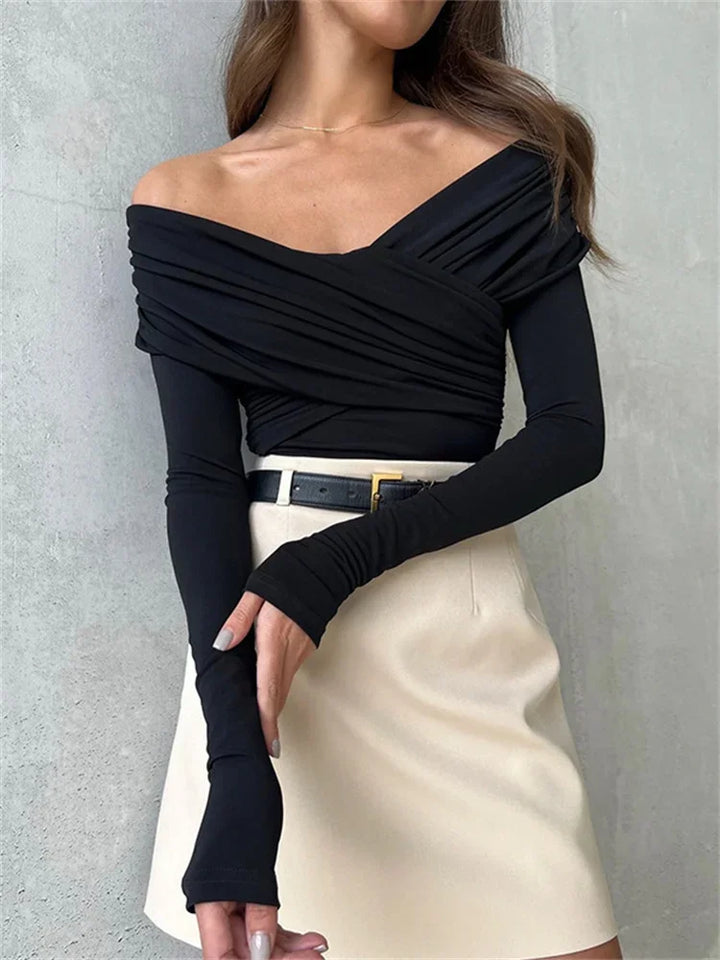 Mirla | Off-Shoulders Bodysuit Modern Elegant Plisserad Dam-Bodysuit-Eva Jonsson