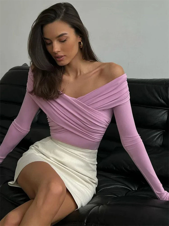 Mirla | Off-Shoulders Bodysuit Modern Elegant Plisserad Dam-Bodysuit-Eva Jonsson
