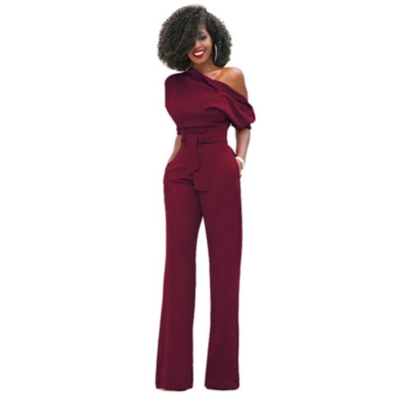 Mirla | Off-shoulder, Elegant Jumpsuit med bälte för damer-Eva Jonsson