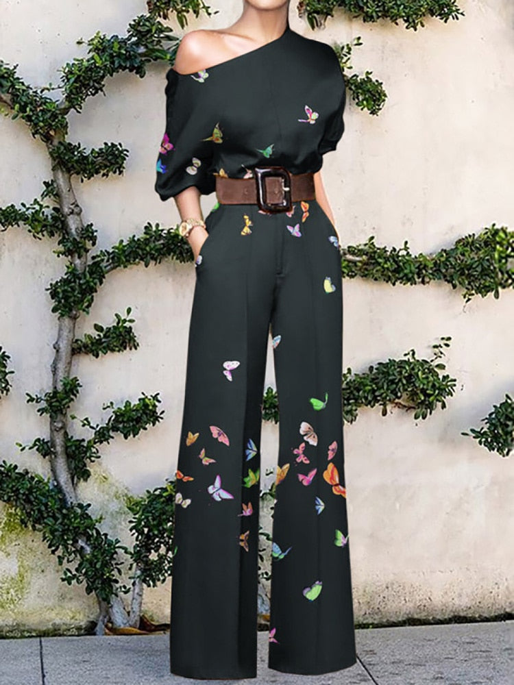 Mirla | Offshoulder jumpsuit med blommönster-Eva Jonsson