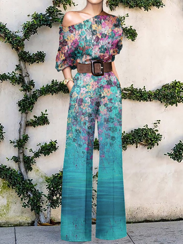 Mirla | Offshoulder jumpsuit med blommönster-Eva Jonsson