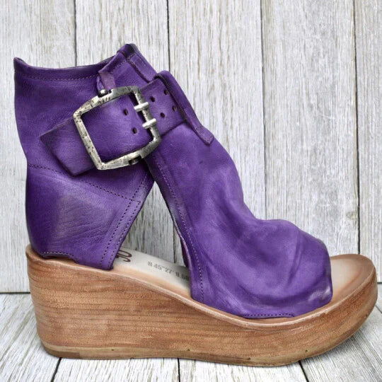 Mirla | Öppna high top sandaler med kilklack och spänne för damer-Eva Jonsson