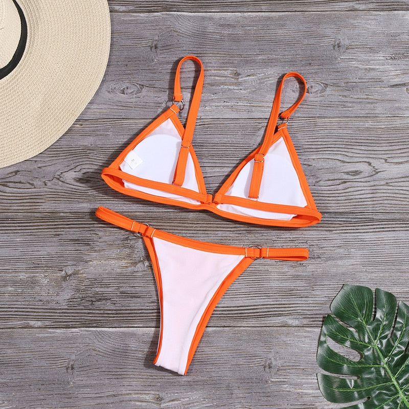 Mirla | Orange bikini med ringdetaljer-Eva Jonsson